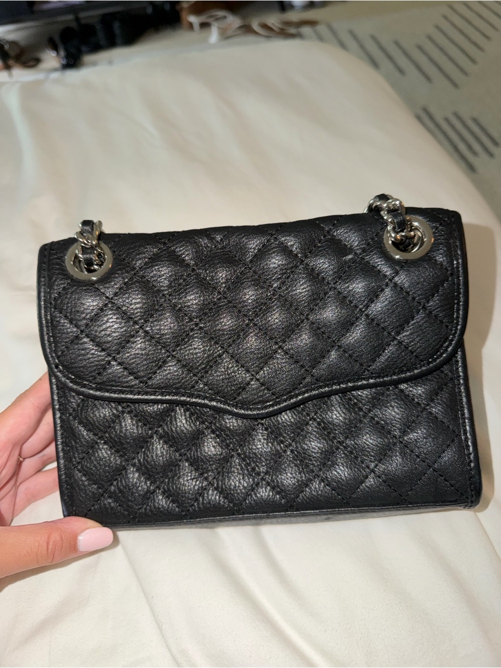 Rebecca Minkoff Black Leather Shoulder Bag with Chain Strap